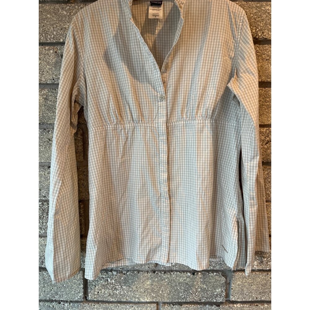 Patagonia Womens Gingham Long Sleeve Button-Up Shirt Size 8 Polyester/Nylon Blen